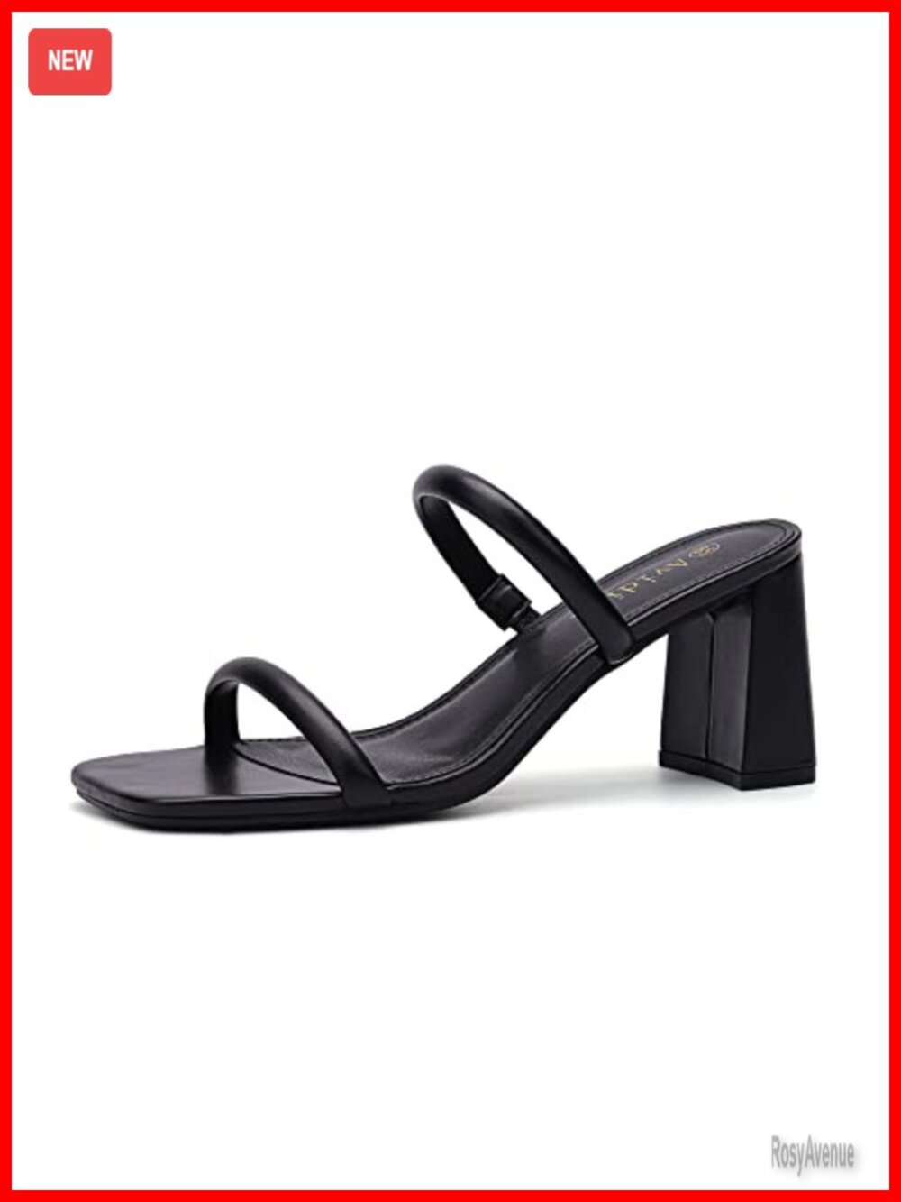 Women's Square Toe Block Heel Sandals Double Strap Slip On Mules 3 Inch Heels